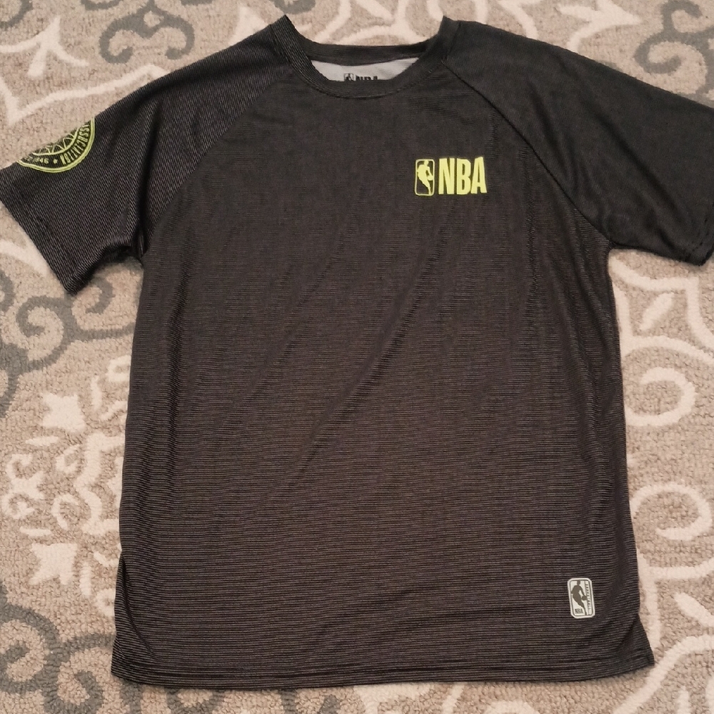 NBA Short Sleeve Performance Tee in Black with Neon Yellow Logos